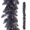 6 Foot Pre Lit Black Tinsel Garland| Clearance
