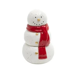 8 inch Festive Ceramic Snowman Wax Jar with Scarf| Clearance