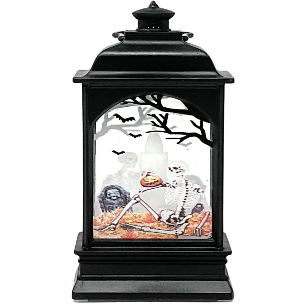5 Inch Graveyard Skeleton Lantern With Candle| Outlet