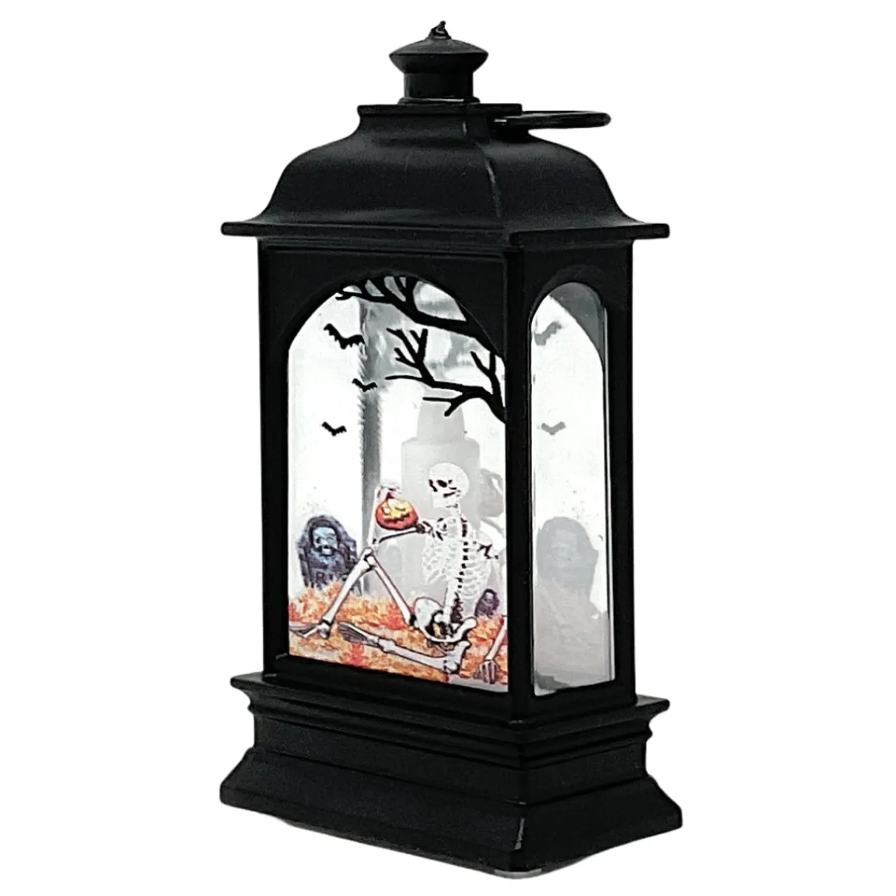 5 Inch Graveyard Skeleton Lantern With Candle| Outlet