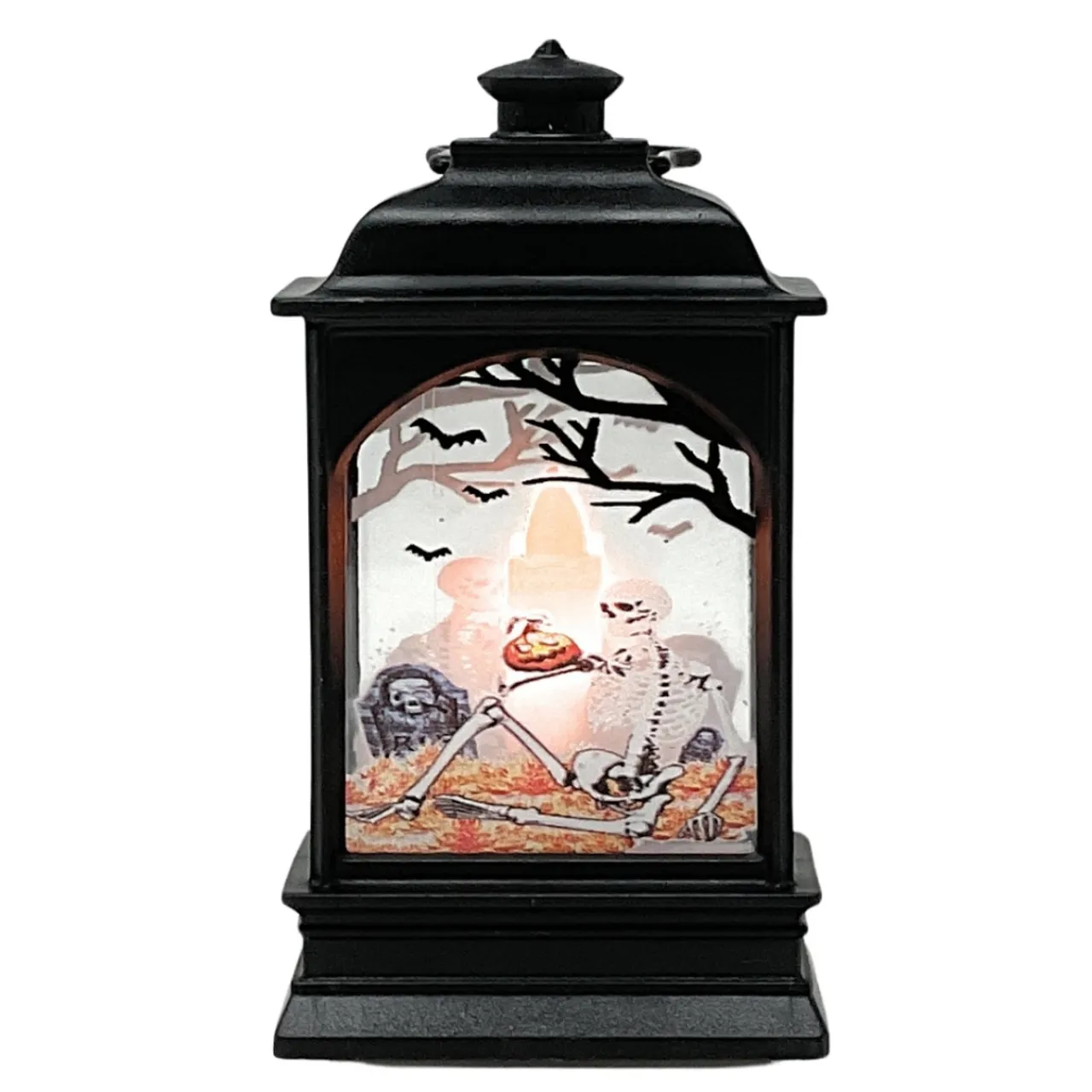 5 Inch Graveyard Skeleton Lantern With Candle| Outlet