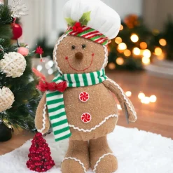 15 Inch Holiday Gingerbread Man Plush with Chef Hat| New