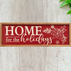 23 inch Home for the Holidays  Engraved Red Wall Sign| Discount