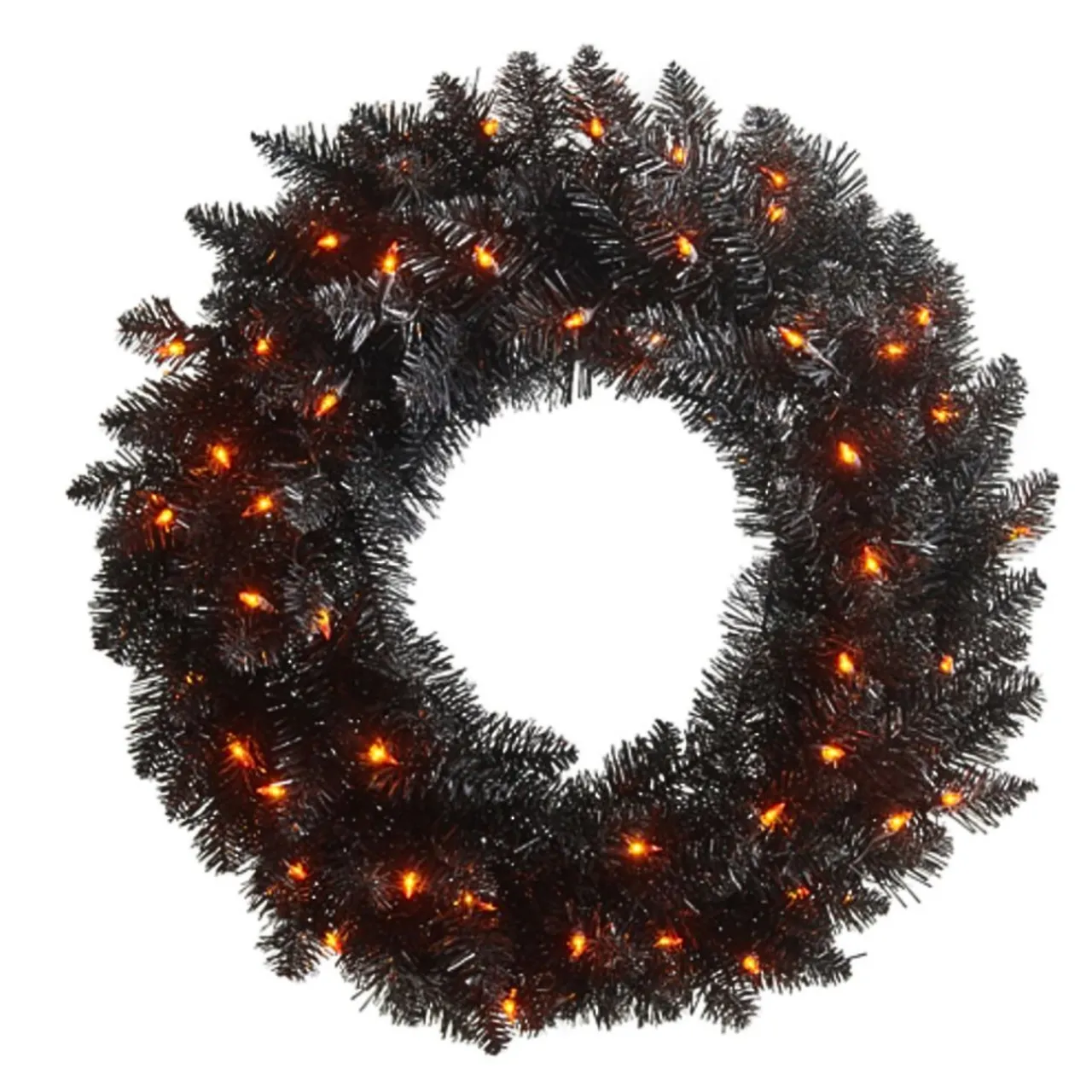 24 Inch Pre Lit Black Tinsel Wreath| Outlet