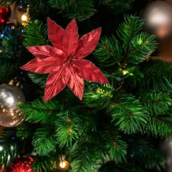 8 Leaf Red Poinsettia Pick| New