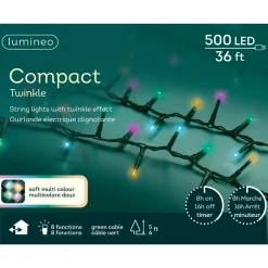 500 LED Compact Soft Multi Color Lights Green Wire - The Christmas Loft|Lumineo Sale