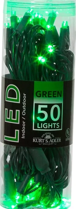 50 LED 5MM Green Lights Green Wire  | The Christmas Loft|Kurt Adler Best