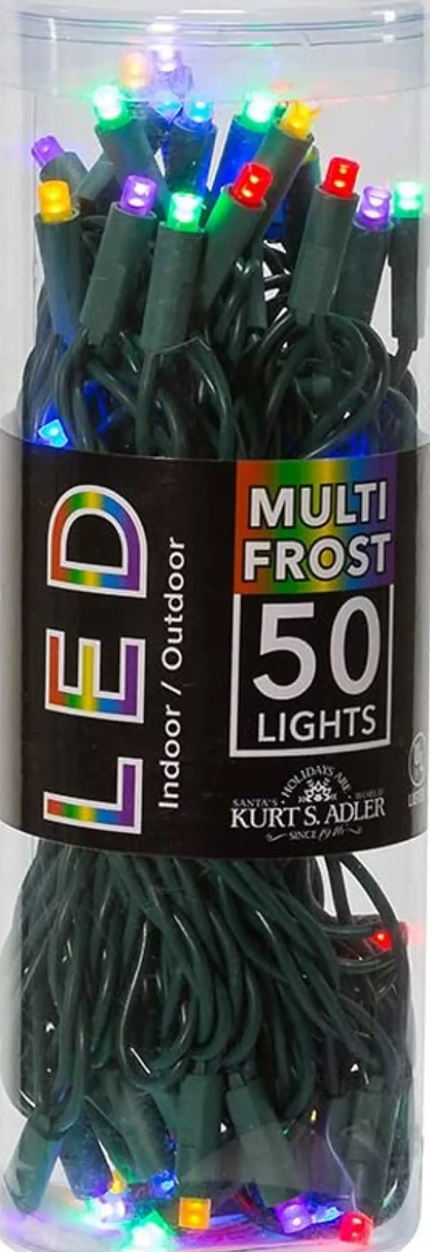 50 LED 5MM Multi-Color Frost Lights Green Wire  | The Christmas Loft|Kurt Adler Discount