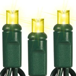 50 LED 5MM Wide Angle Yellow Lights Green Wire | The Christmas Loft| Clearance