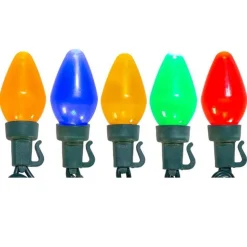 25 LED Multi-Color Pear C7 Shaped Lights With Green Wire | The Christmas Loft|Kurt Adler Online