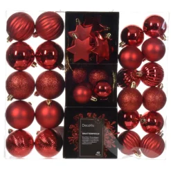 40 Piece Red Shatterproof Ornament Set| New