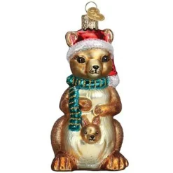 4.25" Christmas Kangaroo Glass Blown Ornament|Old World Glass Clearance