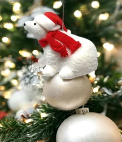 5" Flocked Polar Bear Sitting| Discount