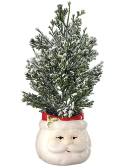 10.5" Frosted Cedar Tree in Santa Container| Outlet