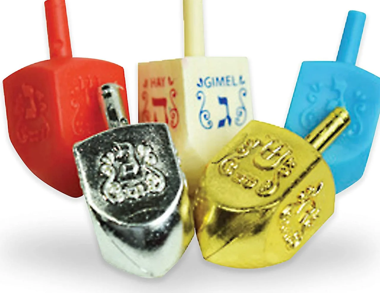 9" Menorah, Candles, Dreidel, Play Coins Hannukah Set Chrome| Sale