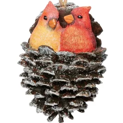3.2" Roman Cardinals In a Pinecone Staring At Each Other Ornament| Clearance