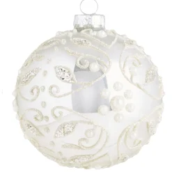 4" Silver Embellished Ball Ornament| Hot
