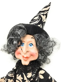 24" Sitting Witch Wearing A Silver Hat|