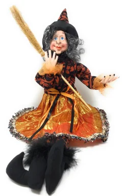 24" Sitting Witch Wearing An Orange Hat| Sale