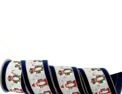 4" X 10 Yard Nutcracker Velvet/Gold Back Wired Ribbon - Navy| Outlet