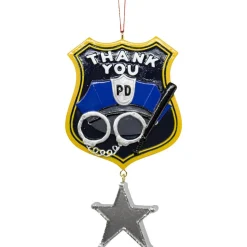 "Thank You" Police Ornament For Personalization|Kurt Adler Clearance