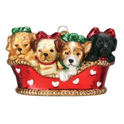 Basket of Puppies Ornament|Old World Glass Outlet