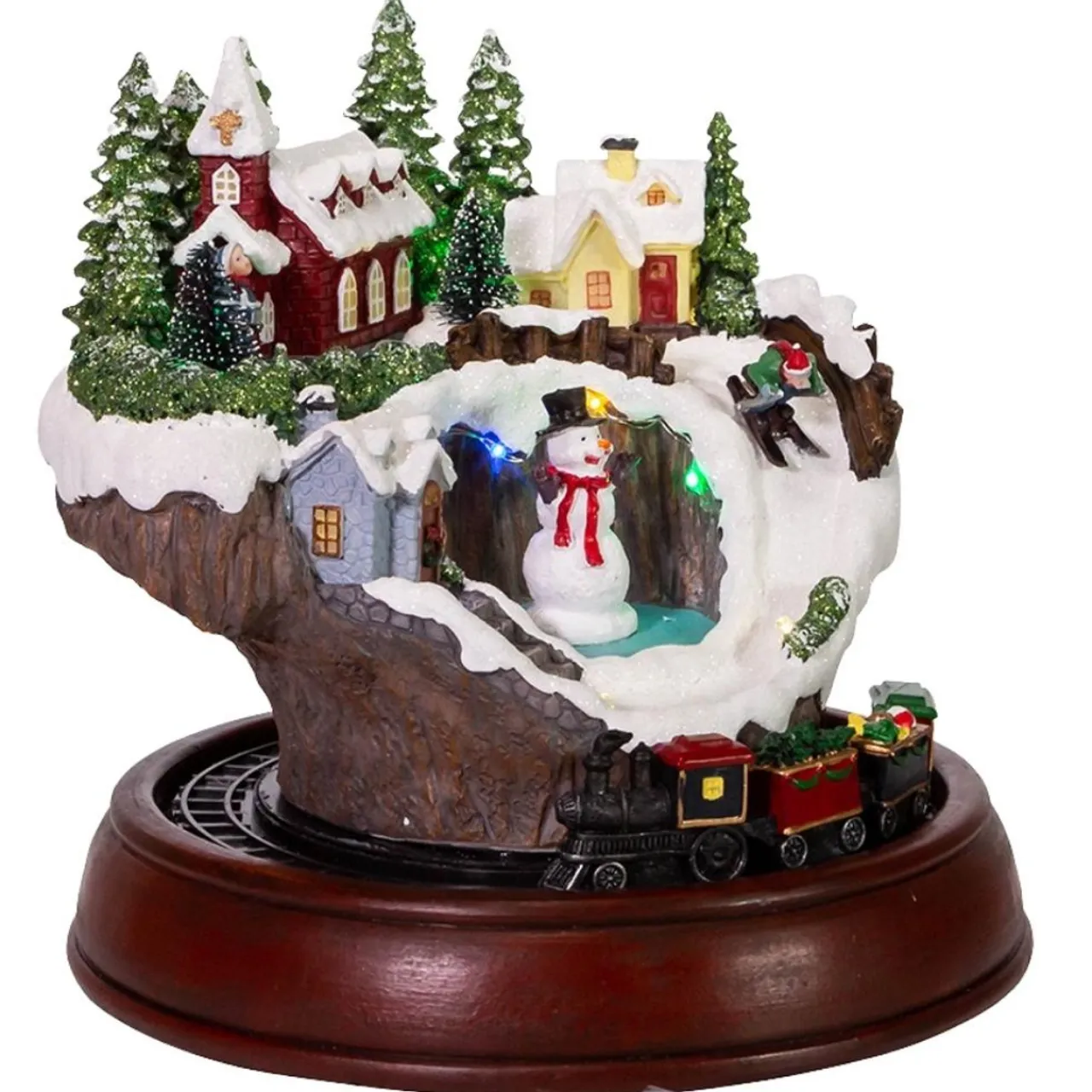 Battery-Operated Musical LED Village and Train Table Piece|Kurt Adler New