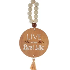 Beaded Plaque Ornament with The Sentiment Live Your Best Life|Kurt Adler