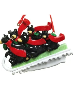 Black Bear Sled Family Of 5 Ornament For Personalization|Kurt Adler Outlet