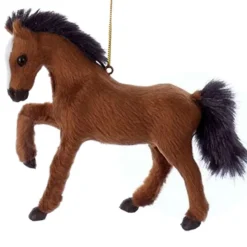 Brown Coat and Dark Brown Mane Plush Horse Ornament|Kurt Adler