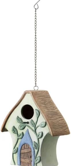 Ceramic &amp; Metal Hanging Birdhouse with Vine| Sale