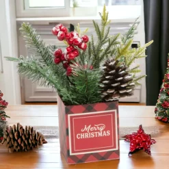 Cheerful Merry Christmas Pine Decor Box| Best