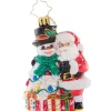 Christopher Radko 3.5 Inch Santa Snowman Ornament Festive Holiday Embrace|