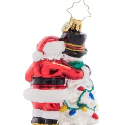 Christopher Radko 3.5 Inch Santa Snowman Ornament Festive Holiday Embrace|
