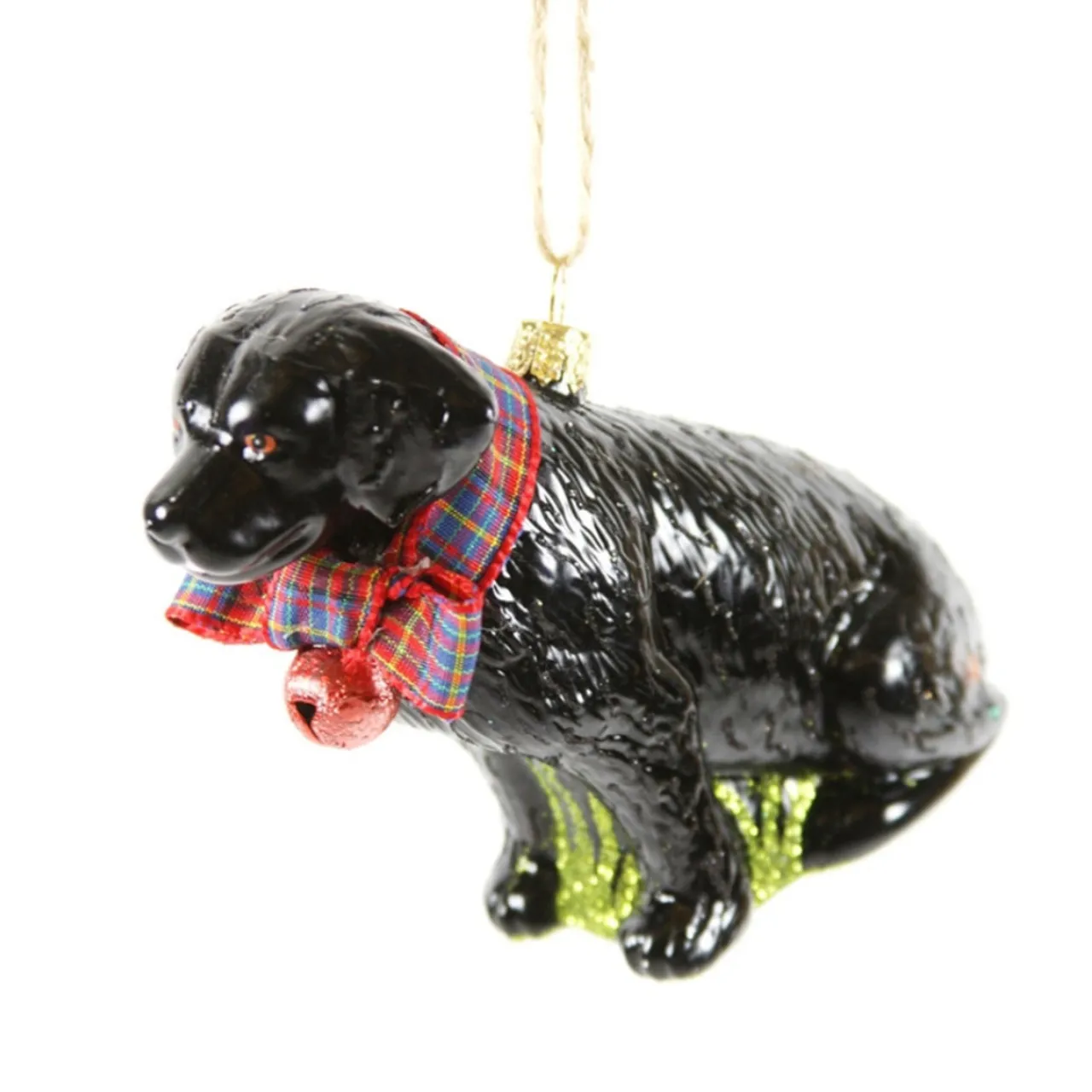 Cody Foster Glass Festive Black Lab Ornament| New