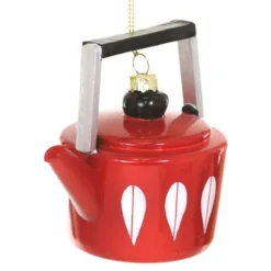 Cody Foster Glass Red Mid Century Modern Tea Pot Ornament|