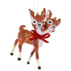Cody Foster Glass Twin Deer Ornament| Sale