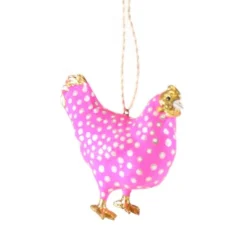 Cody Foster Paper Mache Hot Pink Merriment Hen Ornament| Clearance