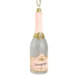 Cody Foster Silver Glittered Champagne Bottle Ornament| Outlet