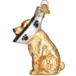 Cone Of Shame Injured Dog Blown Glass Ornament|Old World Glass New