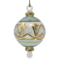 Small Green Gold Etched Ball Ornament|Egyptian Museum Sale