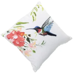 Embroidered Pink Hummingbird Pillow|