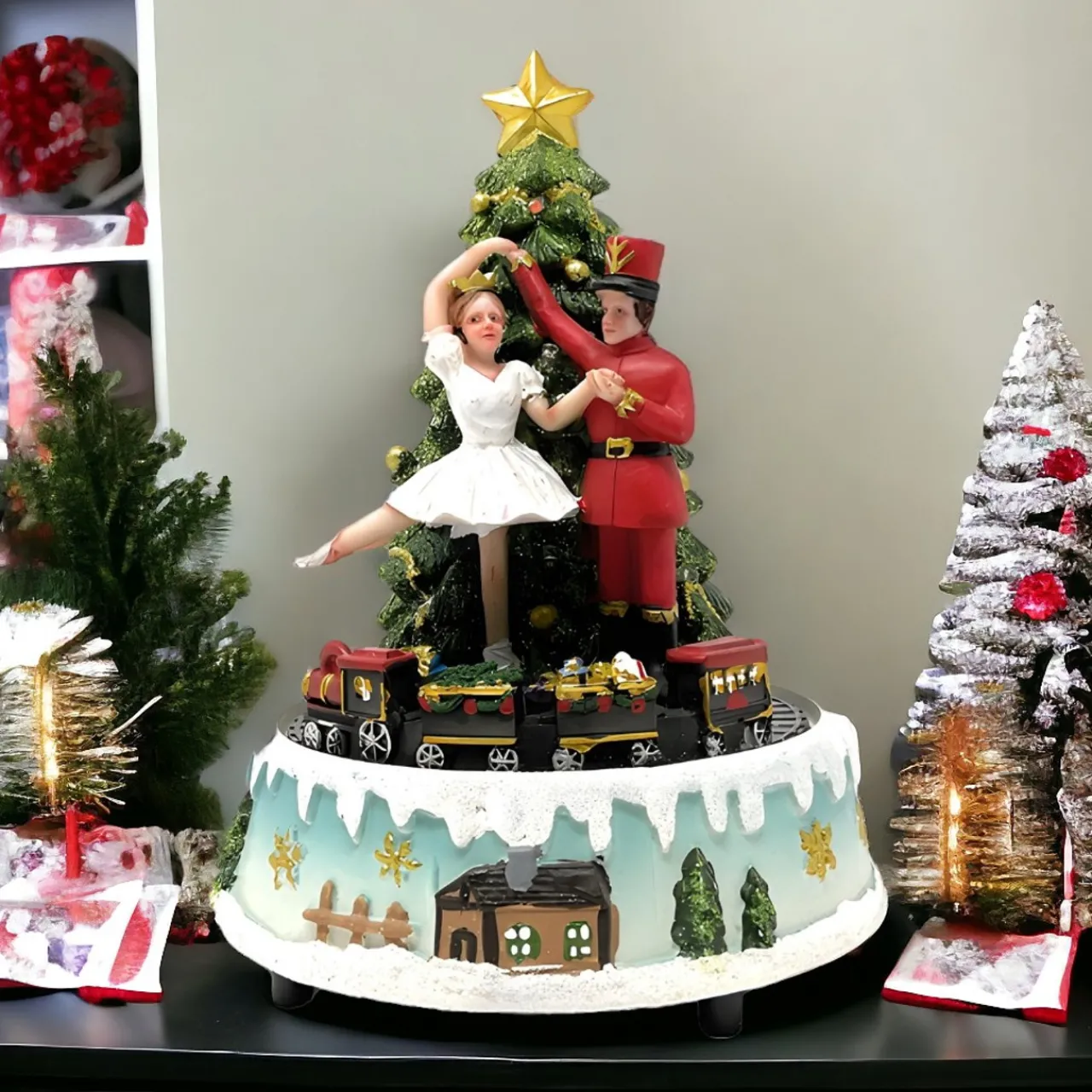 Enchanted Nutcracker Ballet LED Music Box with Rotating Train|Lumineo New