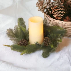 Evergreen Pine and Pinecone Candle Ring|