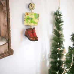 Explorer's Hiking Boot & Map Ornament| New