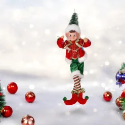 Fabric Boy Tinsel Pixie Elf with Tree Hat Ornament| Outlet