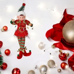 Fabric Girl Tinsel Pixie Elf with Tree Hat Ornament| Discount