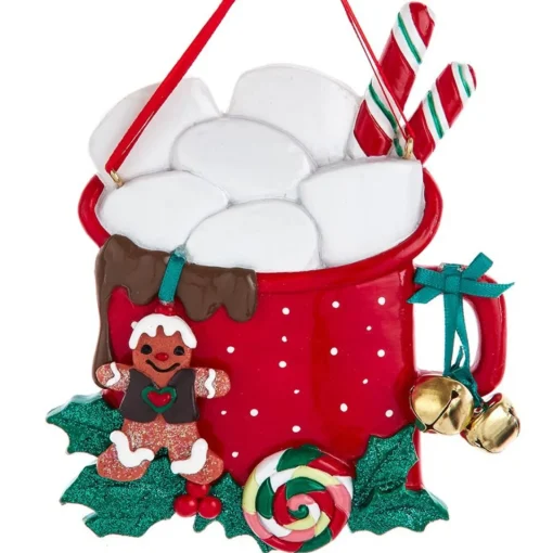 Family of 6 Mug with Marshmallows Personalized Ornament - 6 Names Hand Personalized|Kurt Adler Hot
