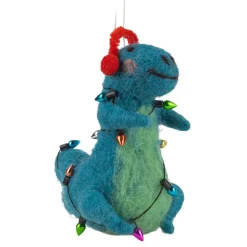 Felt Dinosaur Wrapped in Christmas Lights Ornament| Clearance