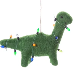 Felt Green Dinosaur with Lights Ornament| New
